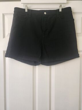 Jen 7 Women's Black Denim Jean Shorts - Classic Mid-Rise Style - Women's 16